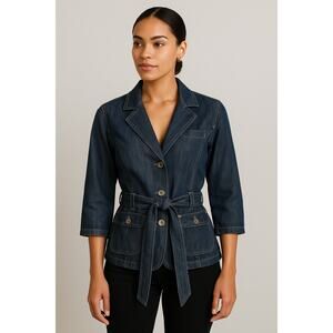 Baccini Denim Belted Jacket Size M